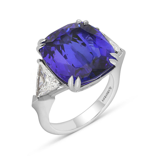 Extra Large Cushion Cut Natural Violet Blue Tanzanite - 14.8 Carat