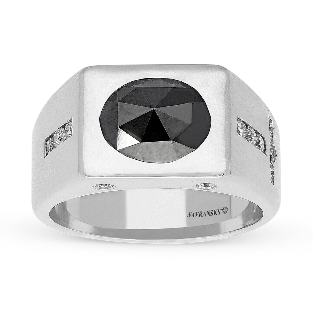 Oval Cut Black Diamond Signet Ring - 2.5 Carat