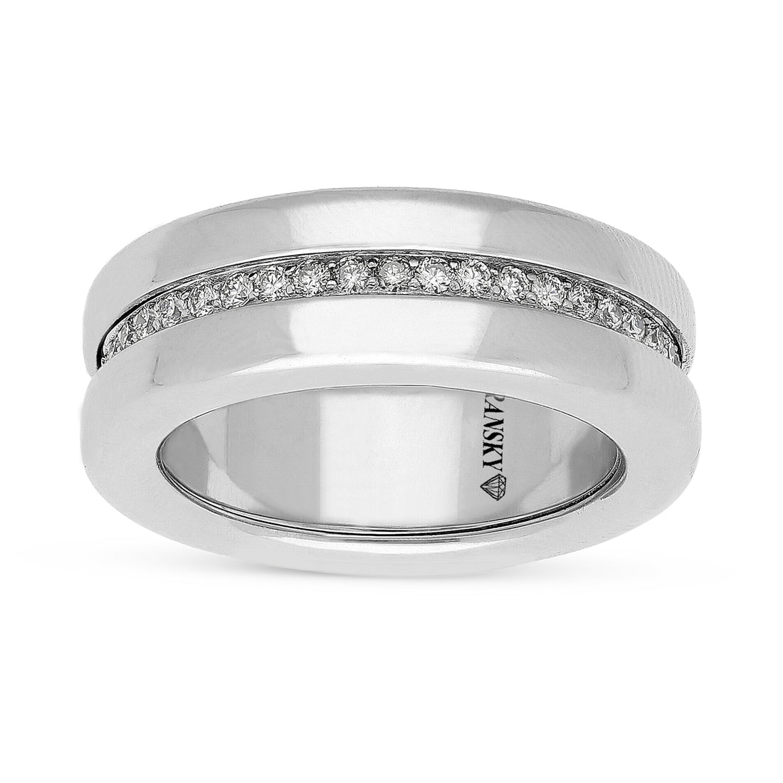 Spinning Wedding Band Ring in Orange and White Diamonds