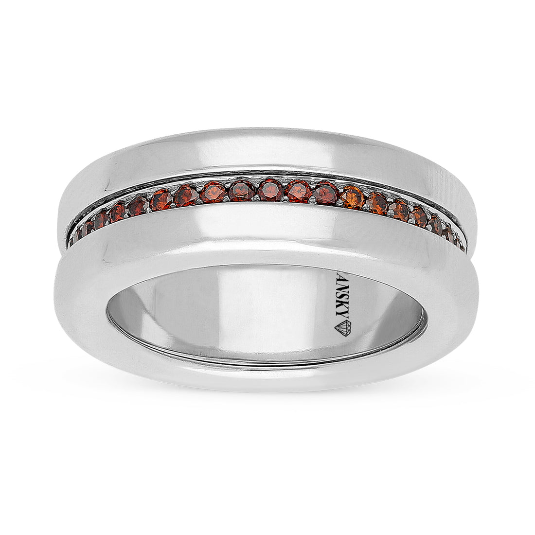 Spinning Wedding Band Ring in Orange and White Diamonds