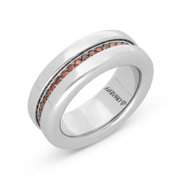 Spinning Wedding Band Ring in Orange and White Diamonds