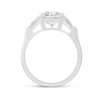 Cushion Cut Engagement Ring Featuring Trilliant Side Stones