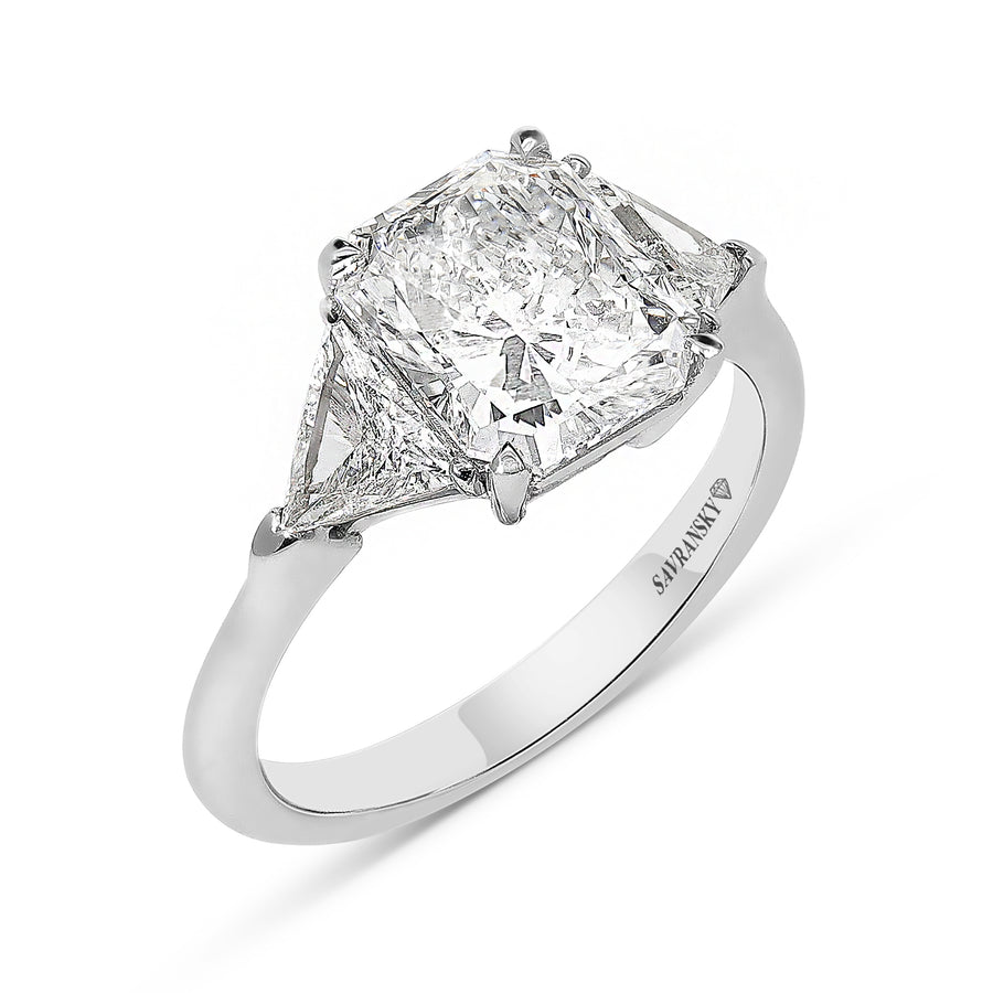 Classic Radiant Cut with Trillion Side Stones Engagement Ring - 3.62 Carat