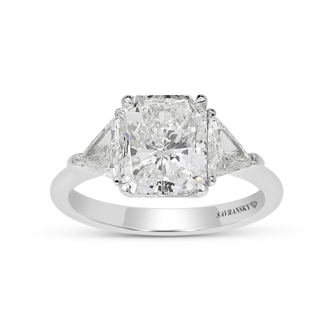 Classic Radiant Cut with Trillion Side Stones Engagement Ring - 3.62 Carat