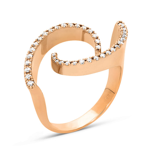 Rose Gold Yin Yang Geometric Statement Ring