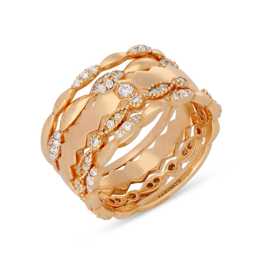 Five Stackable Rings in Rose Gold