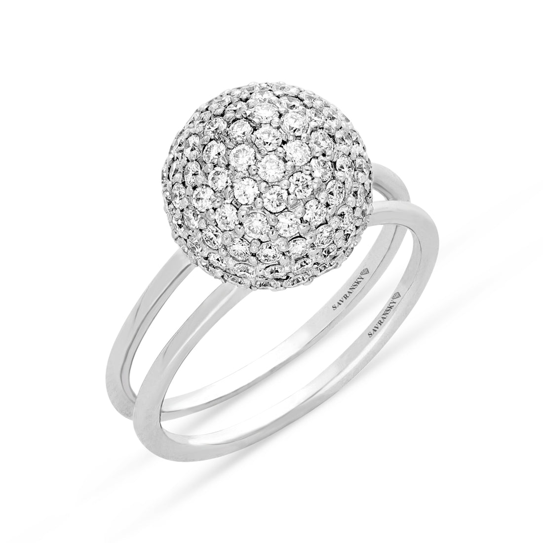 Two Tone Rose and White Gold Combo Pave Bauble Ring