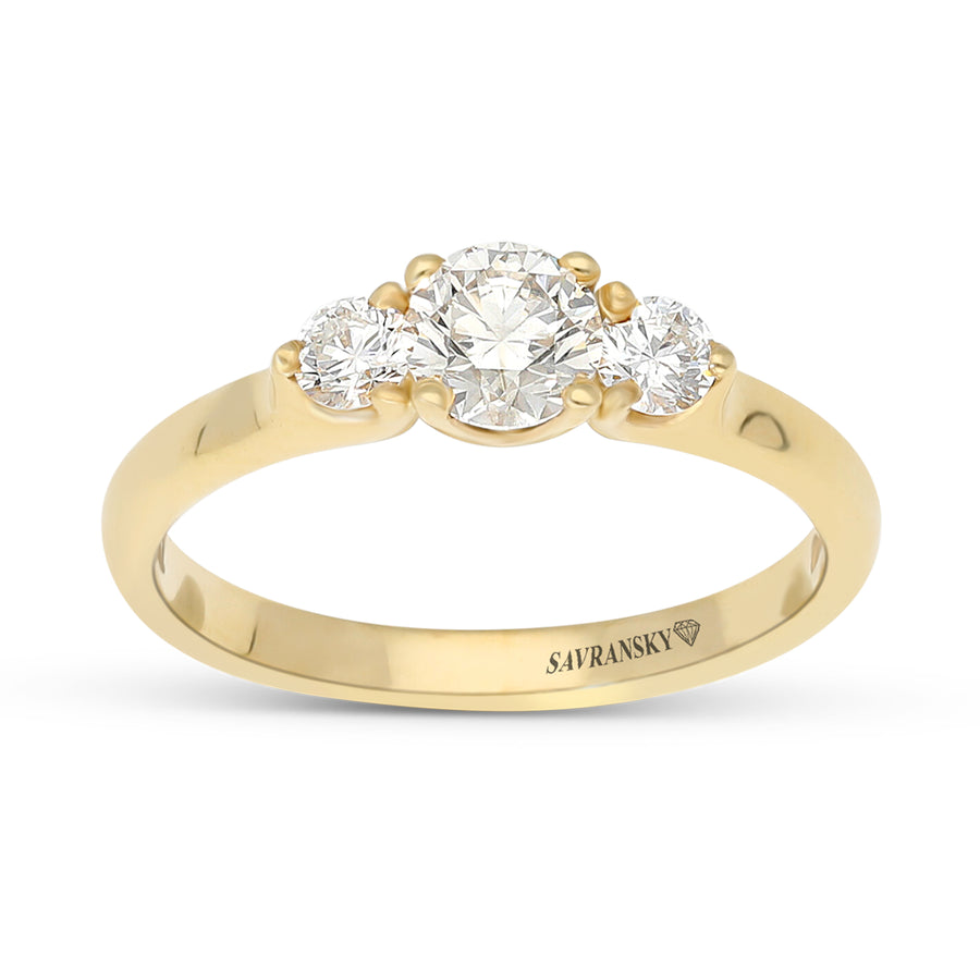 Yellow Gold Three Stone Diamond Ring
