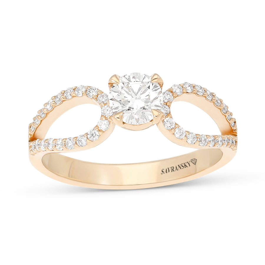 Infinity Rose Gold Round Brilliant Diamond Solitaire Engagement Ring