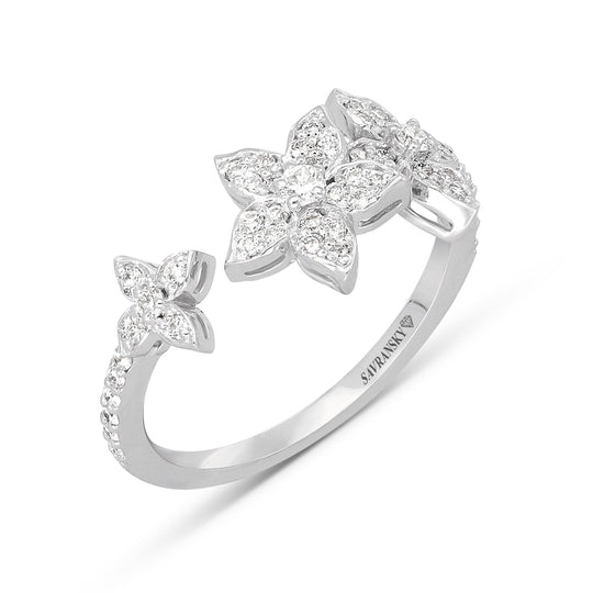 Dainty Triple Flower Shaped Open Ring