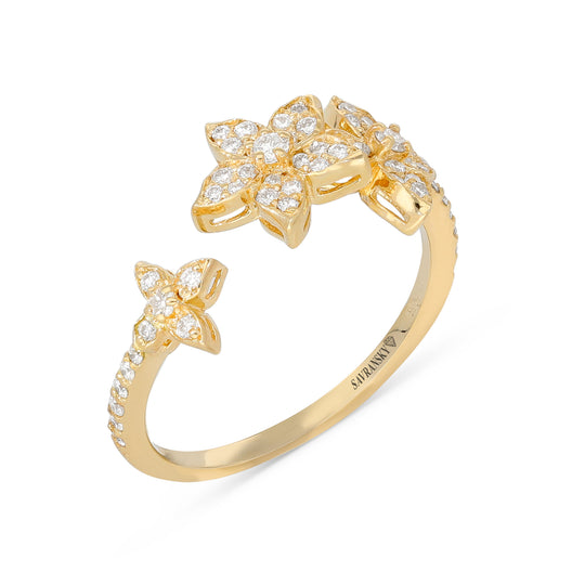 Dainty Triple Flower Shaped Ring