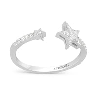 Open Star Centered Pave Diamond Ring