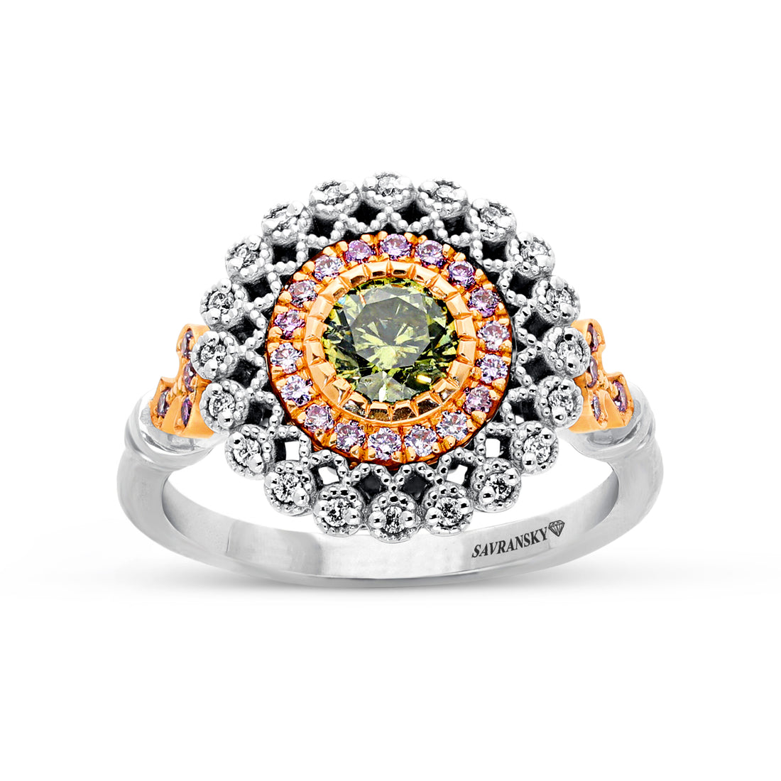 Chameleon Diamond Flower Shaped Statement Ring