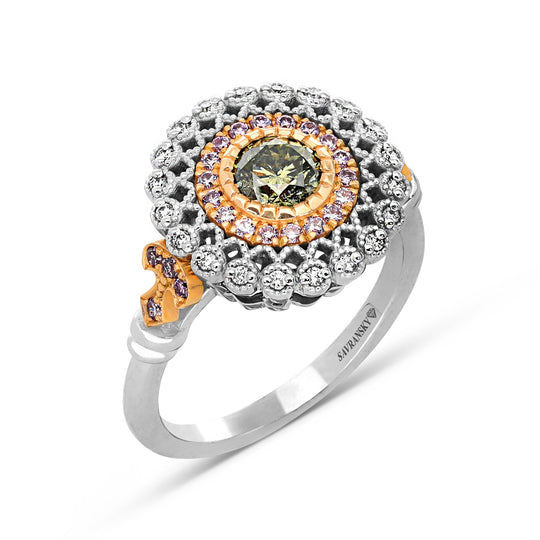 Chameleon Diamond Flower Shaped Statement Ring