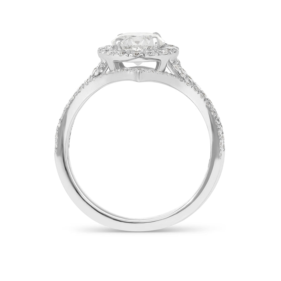 White Gold Halo Set Brilliant Cut Round Diamond Stacked Ring