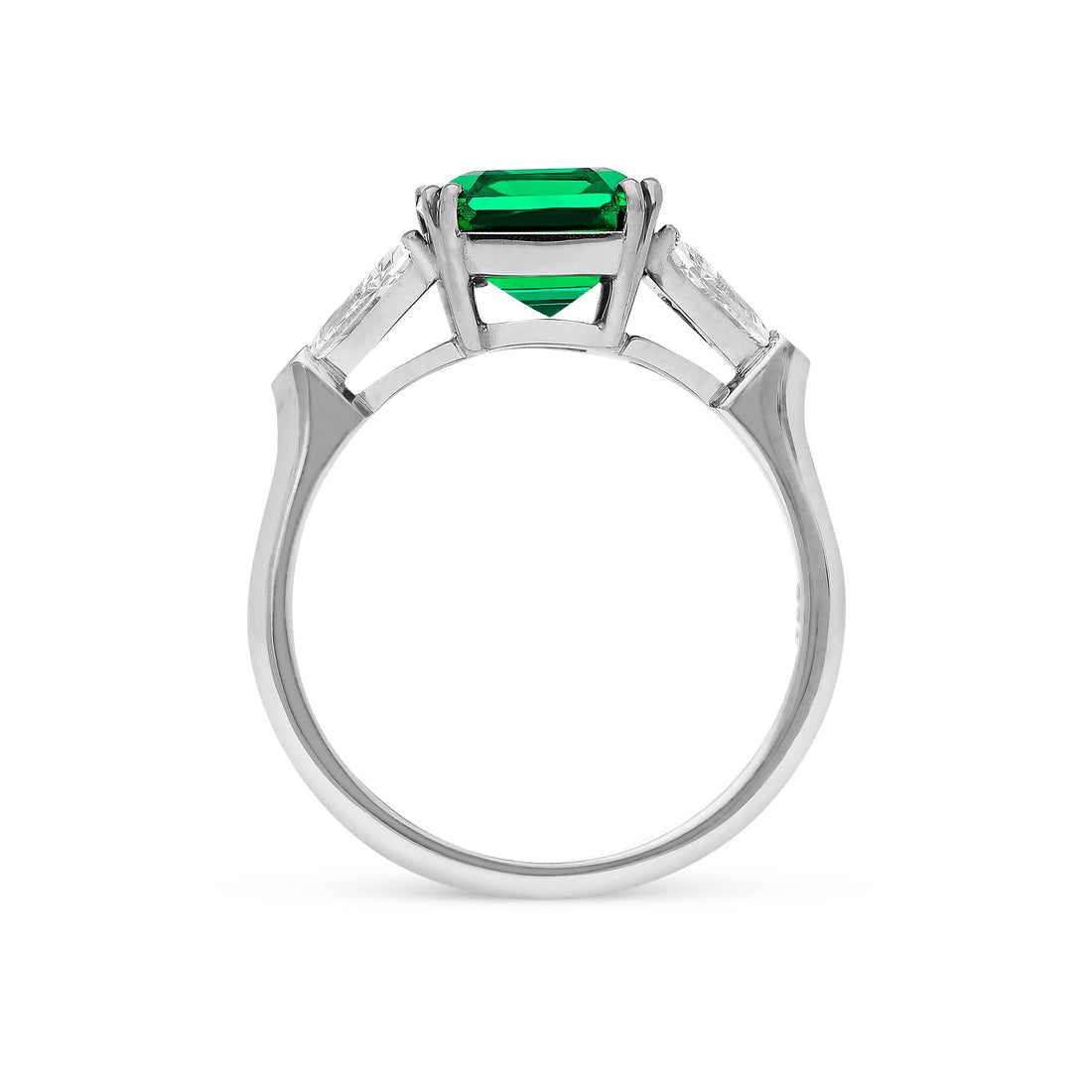 Green Emerald with Trillion Side Stones Birthstone Ring – Savransky ...