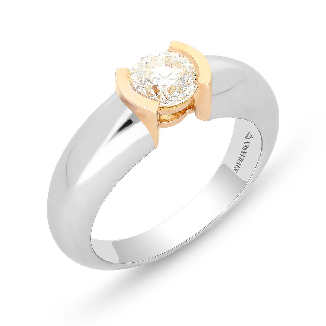 Half Bezel Solitaire Engagement Ring