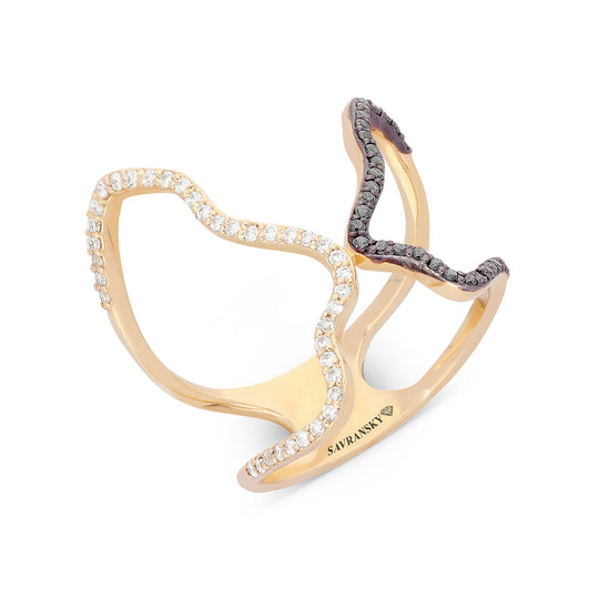 Black and White Diamonds Modern Statement Ring