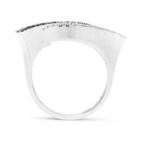White and Black Diamond Yin Yang Geometric Statement Ring