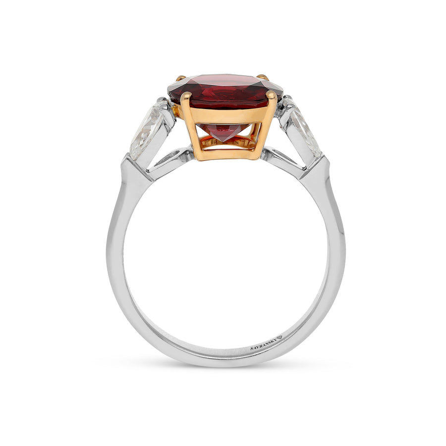 Red Spinel Three Stone Gemstone Engagement Ring - 4.25 Carat
