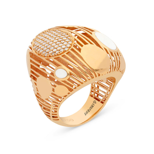 Rose Gold Abstract Polka Dot Dome Ring