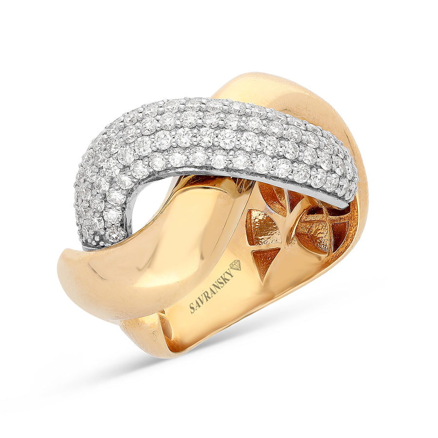 Infinity Yellow Gold Pave Statement Cocktail Ring