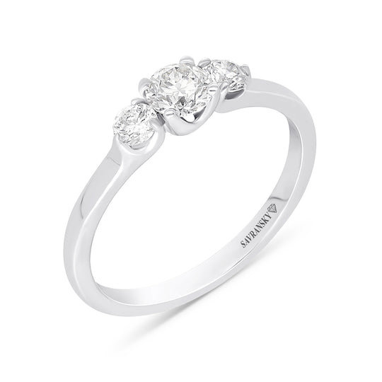 White Gold Three Stone Diamond Ring