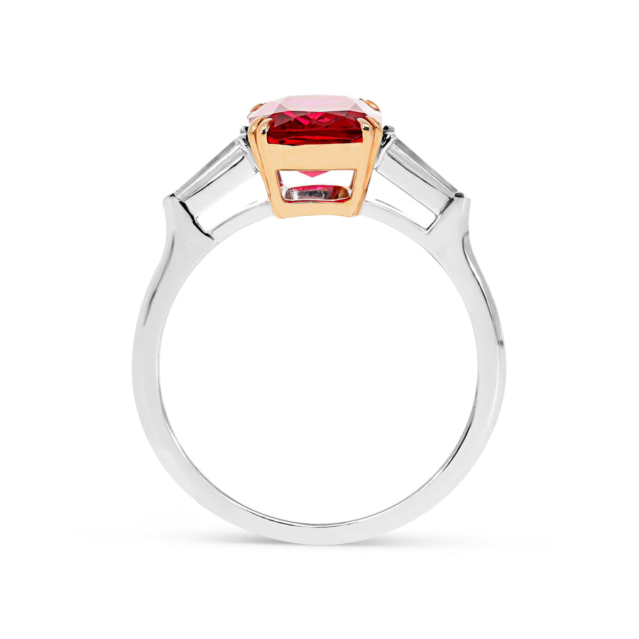 Cushion Cut Red Spinel Ring - 2.5 Carat