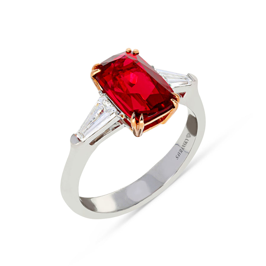 Elongated Red Spinel Ring - 3.65 Carat