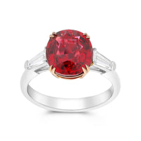 Red Spinel Three Stone Ring