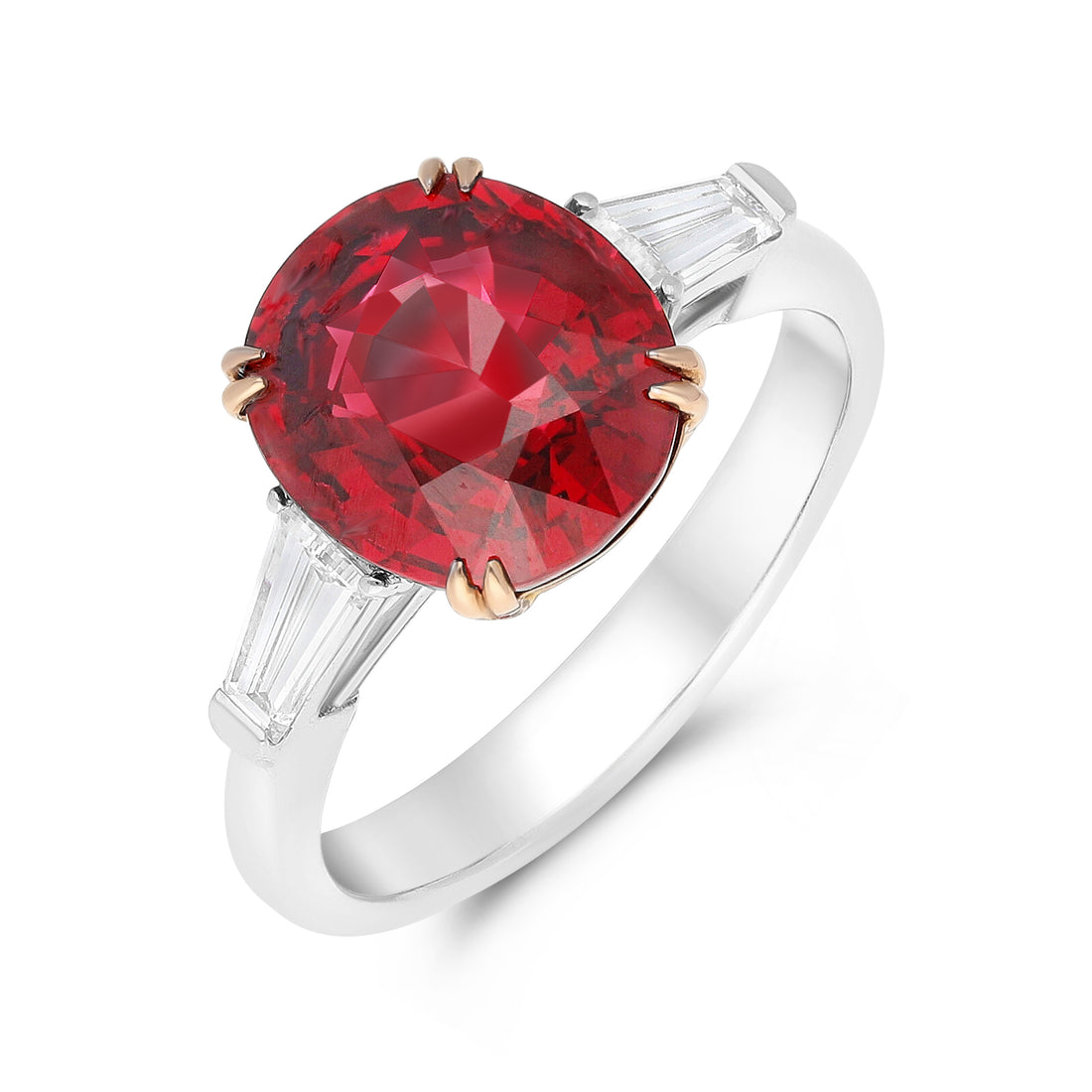 Red Spinel Three Stone Ring