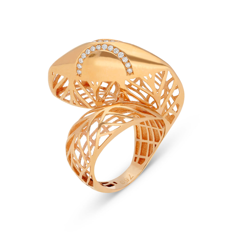 Modern Snake Rose Gold Cocktail Ring