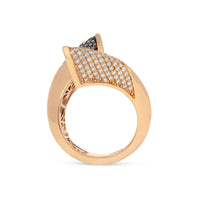 White and Black Diamonds Rose Gold Bypass Ring