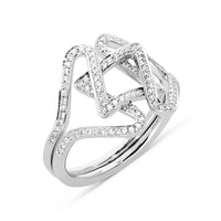 White Gold Intertwined Star of David Ring