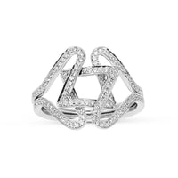 White Gold Intertwined Star of David Ring