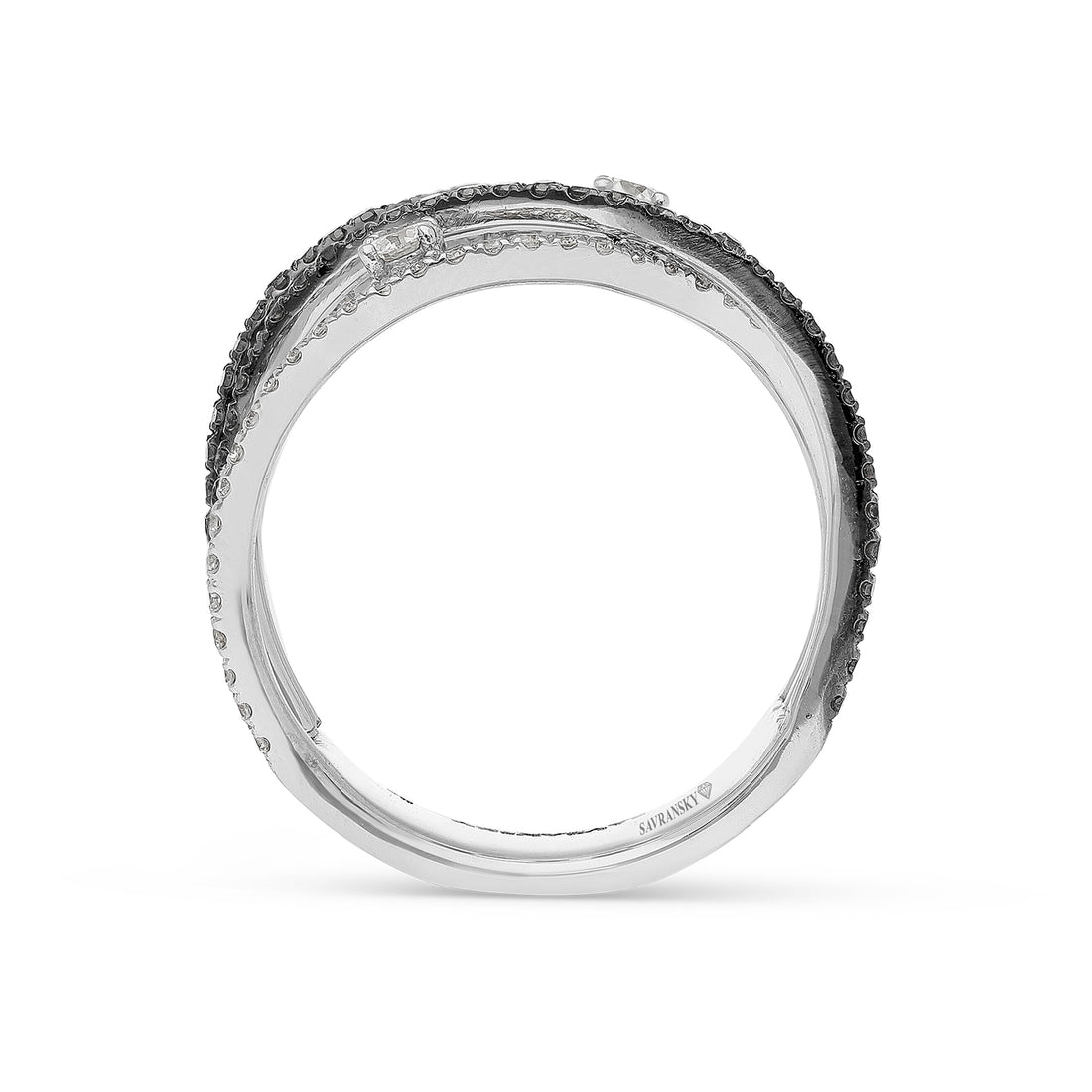 Multi Layer White and Black Diamond Ring