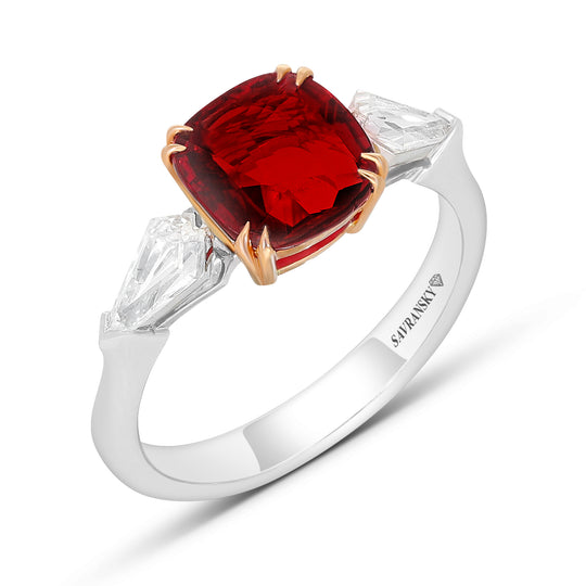 Cushion Cut Natural Ruby Ring - 2.64 Carat