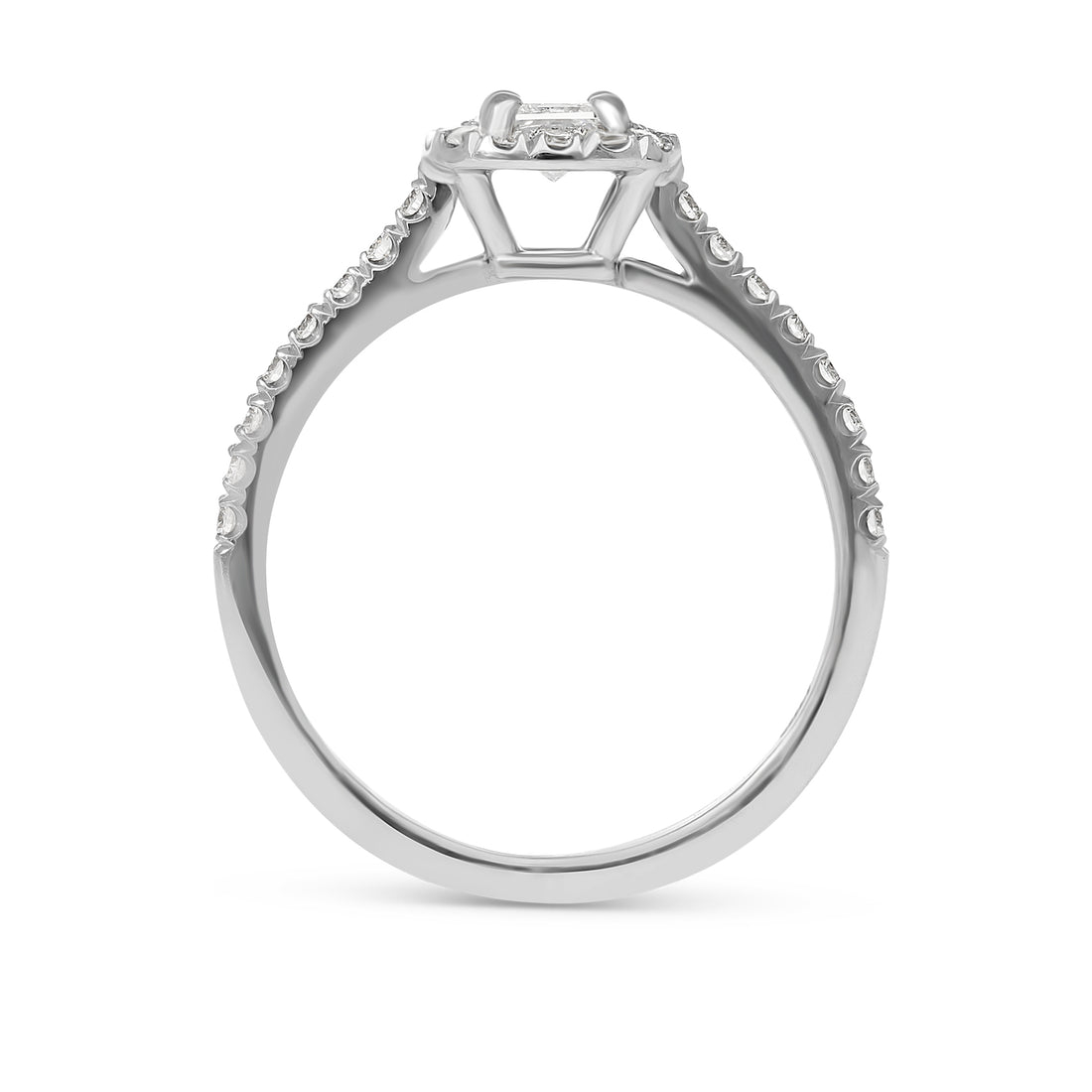Princess Cut Diamond Halo Cathedral Set Engagement Ring