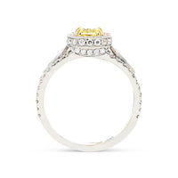 Fancy Intense Canary Yellow Rectangular Cut Vintage Style Engagement Ring