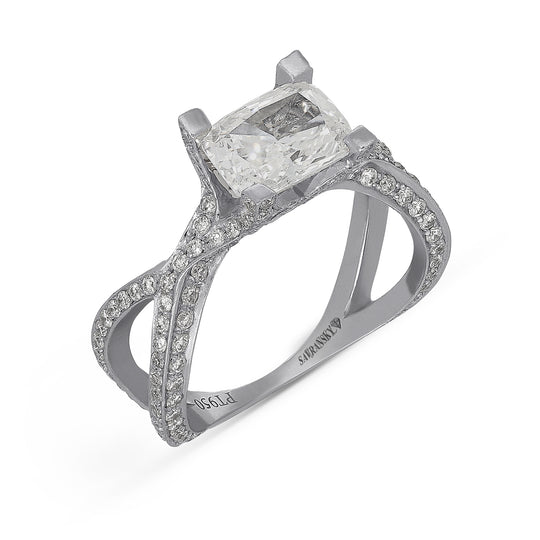 Antique Style Elongated Cushion Cut Diamond Engagement Ring - 3 Carat