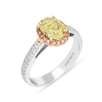 Canary Yellow Diamond and Pink Diamond Halo Engagement Ring