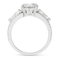 White Gold Three Stone Trillion And Pave Diamond Engagement Ring