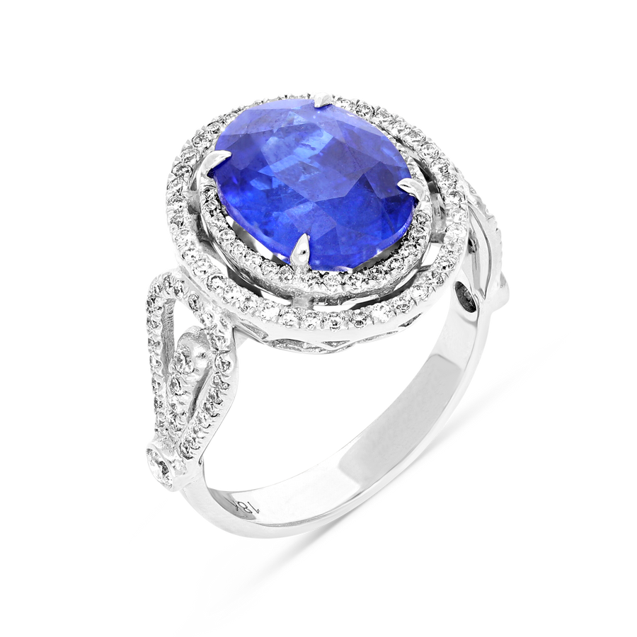 Vintage Style Blue Sapphire Ring - 6.5 Carat