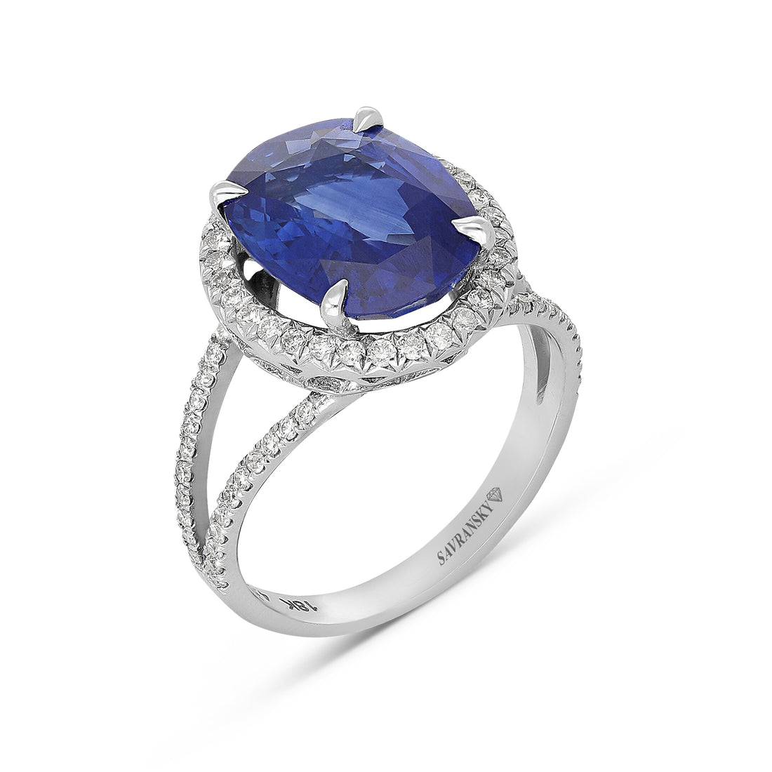 5.50 Carat  Halo diamond Royal Blue Sapphire ring