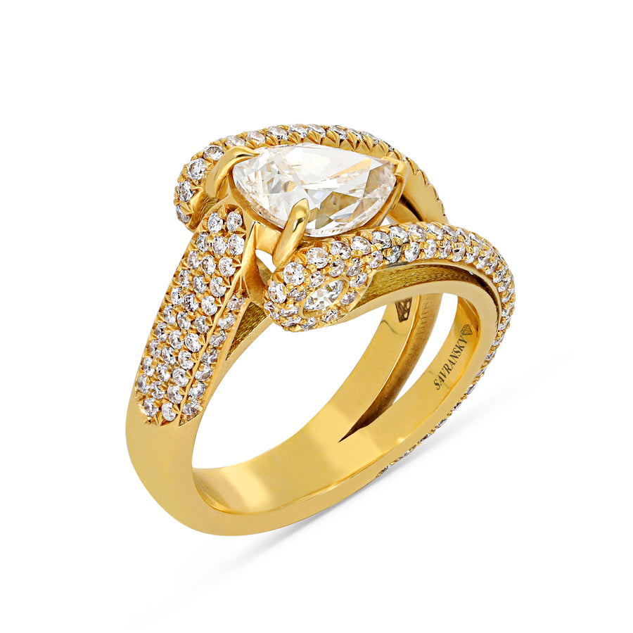Pear Shaped Modern Style Tension Engagement Ring - 2.9 Carat