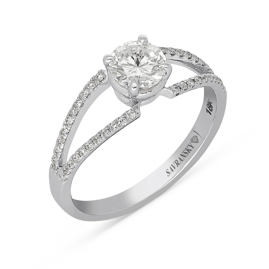 White Gold Split Shank Solitaire Diamond Engagement Ring