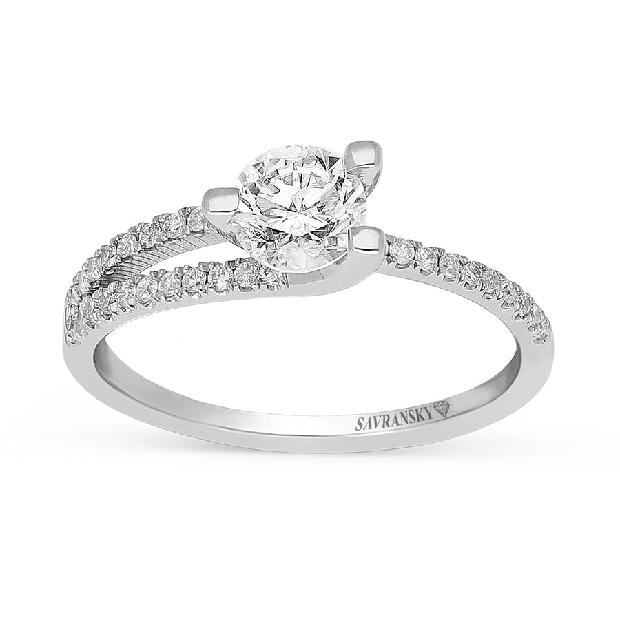 Unique Three Prong split shank diamond Solitaire Engagement Ring