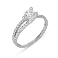 Unique Three Prong diamond  Solitaire Engagement Ring