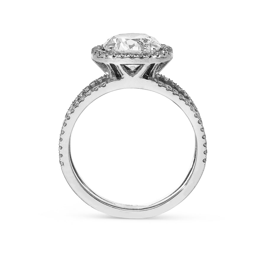 Split Shank Pave Halo Brilliant Cut Engagement Ring