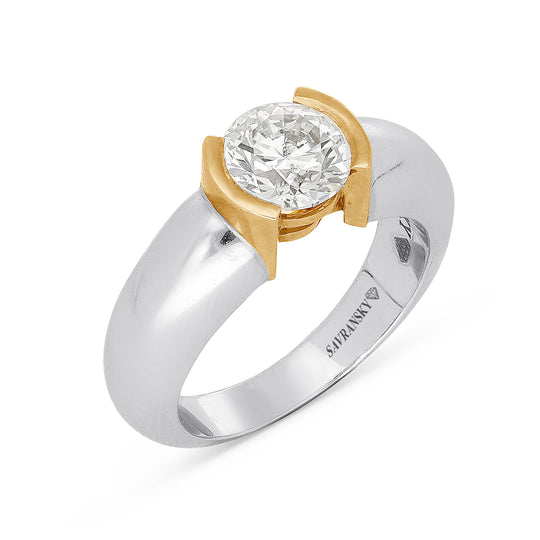Half Bezel Solitaire Engagement Ring